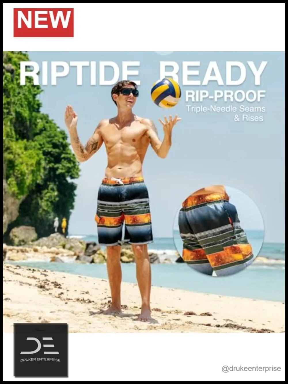 UPF 50+ Quick Dry Microfiber Swim Trunks with Pockets